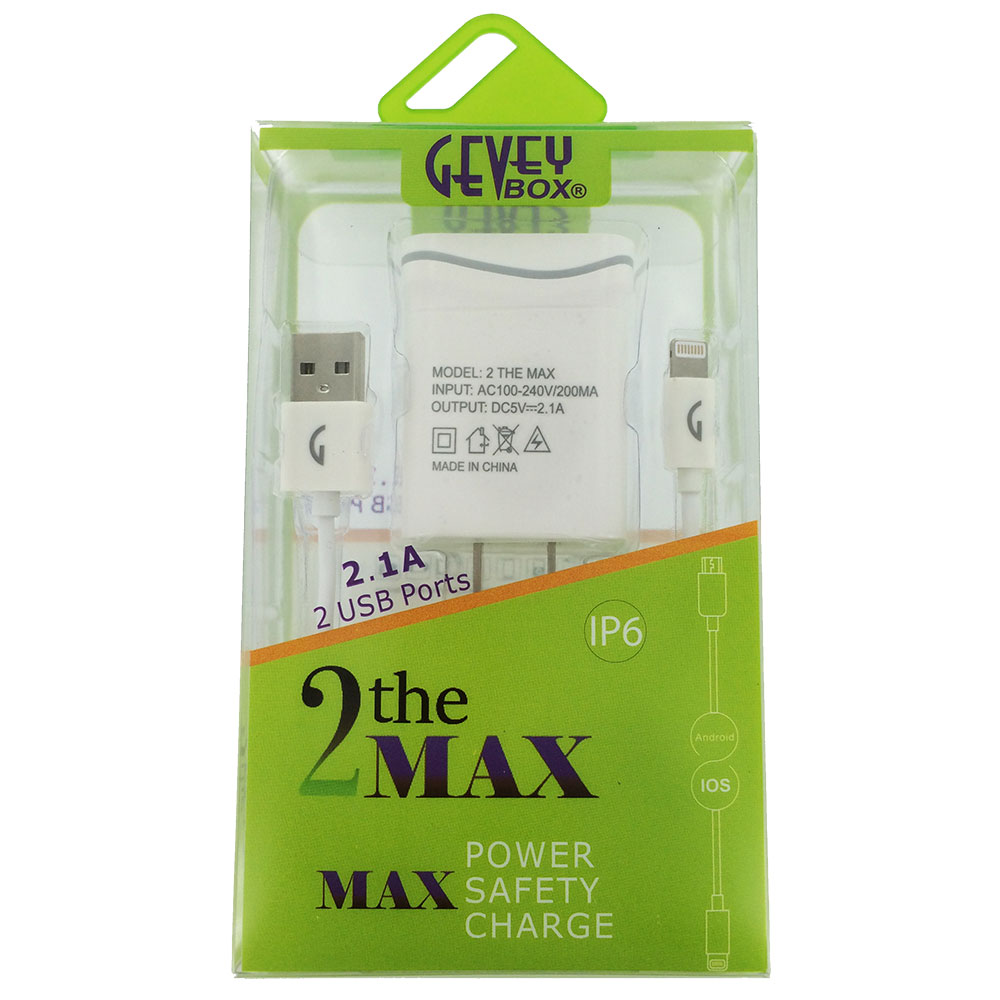 2 The Max Lightning 2.1A 5Ft Cable Home Changer