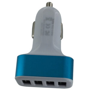 4 Ports USB Car Plug - Blue