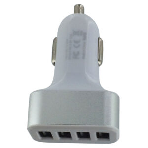 4 Ports USB Car Plug - Silver