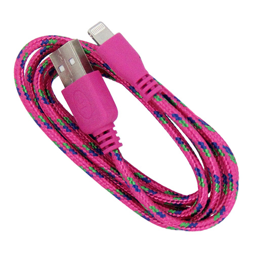 Braided 3' Cable- 8 pin HOT PINK