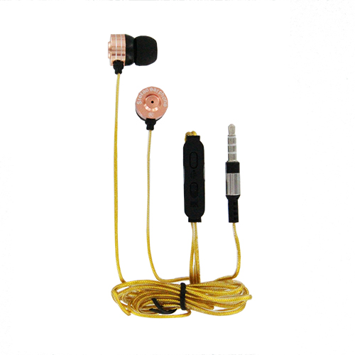 HiFi Stereo Metallic Earbuds with Remote & Mic- Gold