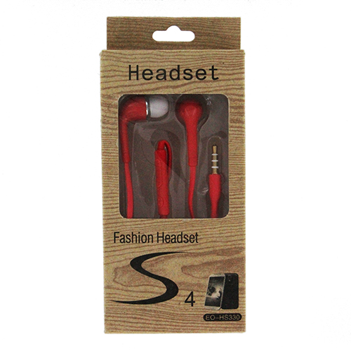 Fashion S4 Earbuds with Remote & Mic- RED [EO-HS330]