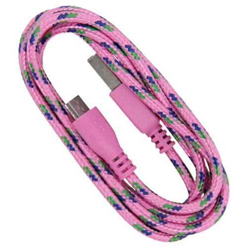 Braided 3' Cable- Micro PINK