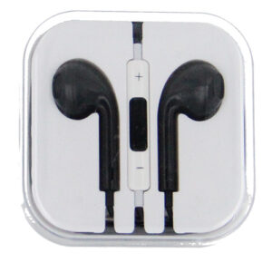 Square Box Earbuds with Remote & Mic- BLACK