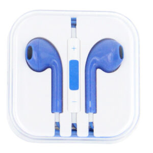 Square Box Earbuds with Remote & Mic- BLUE