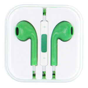 Square Box Earbuds with Remote & Mic- GREEN