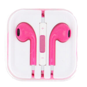 Square Box Earbuds with Remote & Mic- HOT PINK