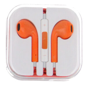 Square Box Earbuds with Remote & Mic- ORANGE