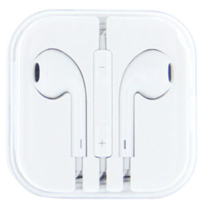 Square Box Earbuds with Remote & Mic- WHITE