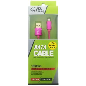 GeveyBox Braided 3' Metal Core Cable- 8pin PINK