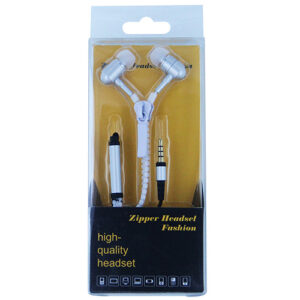 Zipper Earbuds with Mic- SILVER