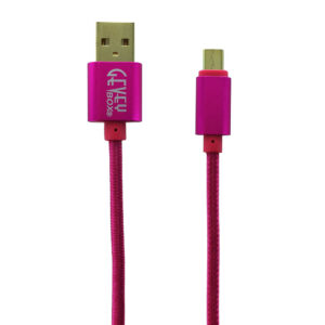 Braided Metal 5Ft Cable- Micro PINK