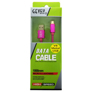 GeveyBox Braided 3' Metal Core Cable- Micro PINK